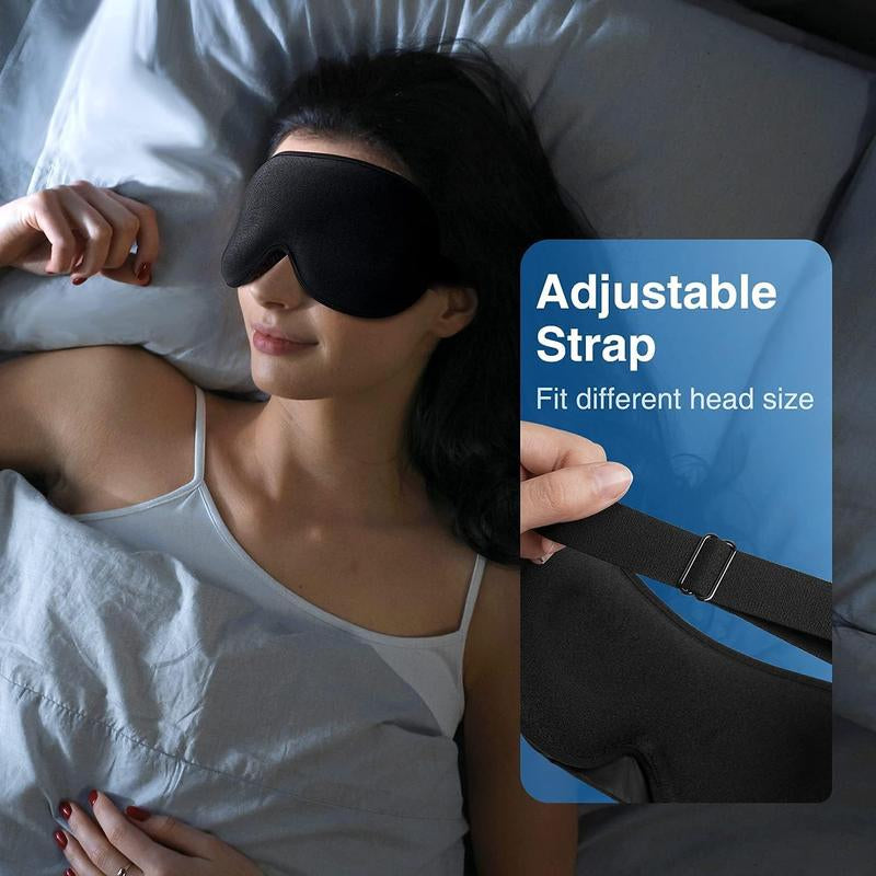 Zyphoria™ 3D Light-Blocking Sleep Mask for Stress Relief and Enhanced Sleep, Adjustable Shoulder Strap, Travel-Friendly Design, Unisex, Black (4.2Oz/120G)