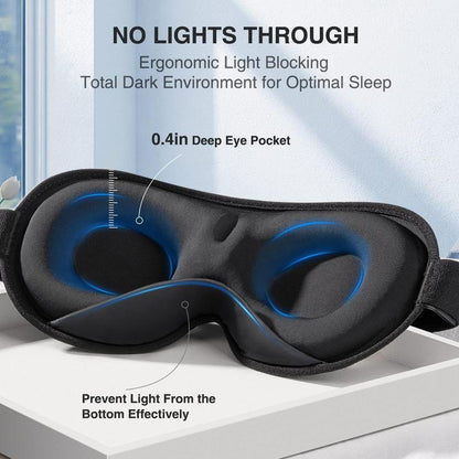 Zyphoria™ 3D Light-Blocking Sleep Mask for Stress Relief and Enhanced Sleep, Adjustable Shoulder Strap, Travel-Friendly Design, Unisex, Black (4.2Oz/120G)