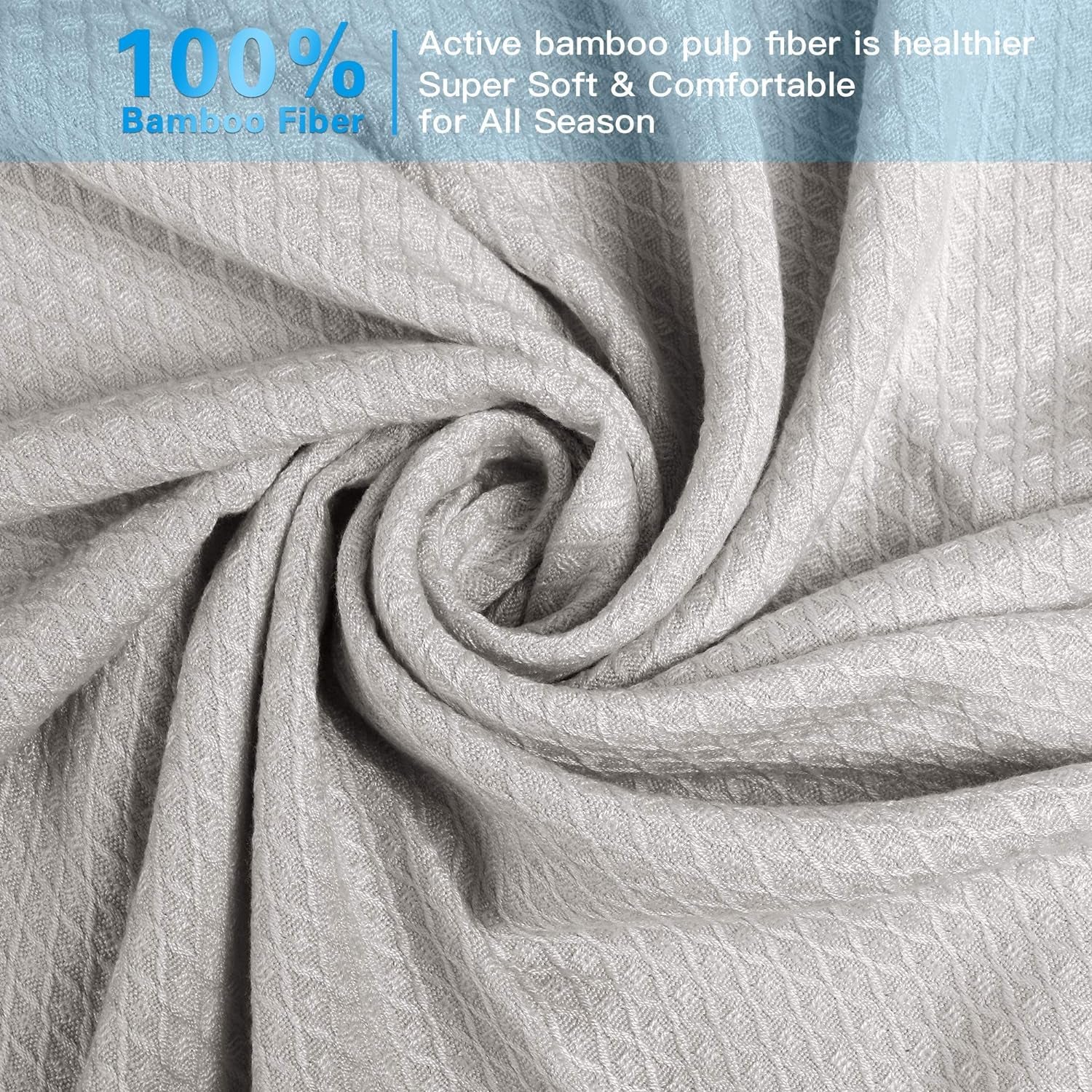 Cooling Blanket, 100% Rayon Derived from Bamboo, Cool Summer Blanket for Hot Sleepers, Soft Comfy Lightweight Blankets for All Seasons(Light Gray, 79×91In)