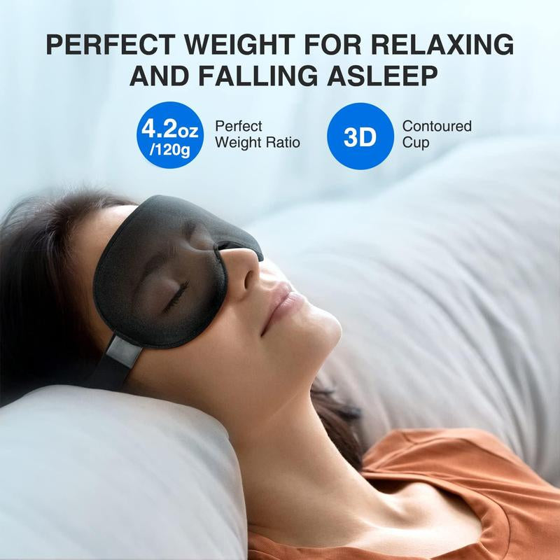 Zyphoria™ 3D Light-Blocking Sleep Mask for Stress Relief and Enhanced Sleep, Adjustable Shoulder Strap, Travel-Friendly Design, Unisex, Black (4.2Oz/120G)