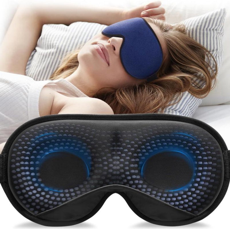 Zyphoria™ 3D Light-Blocking Sleep Mask for Stress Relief and Enhanced Sleep, Adjustable Shoulder Strap, Travel-Friendly Design, Unisex, Black (4.2Oz/120G)